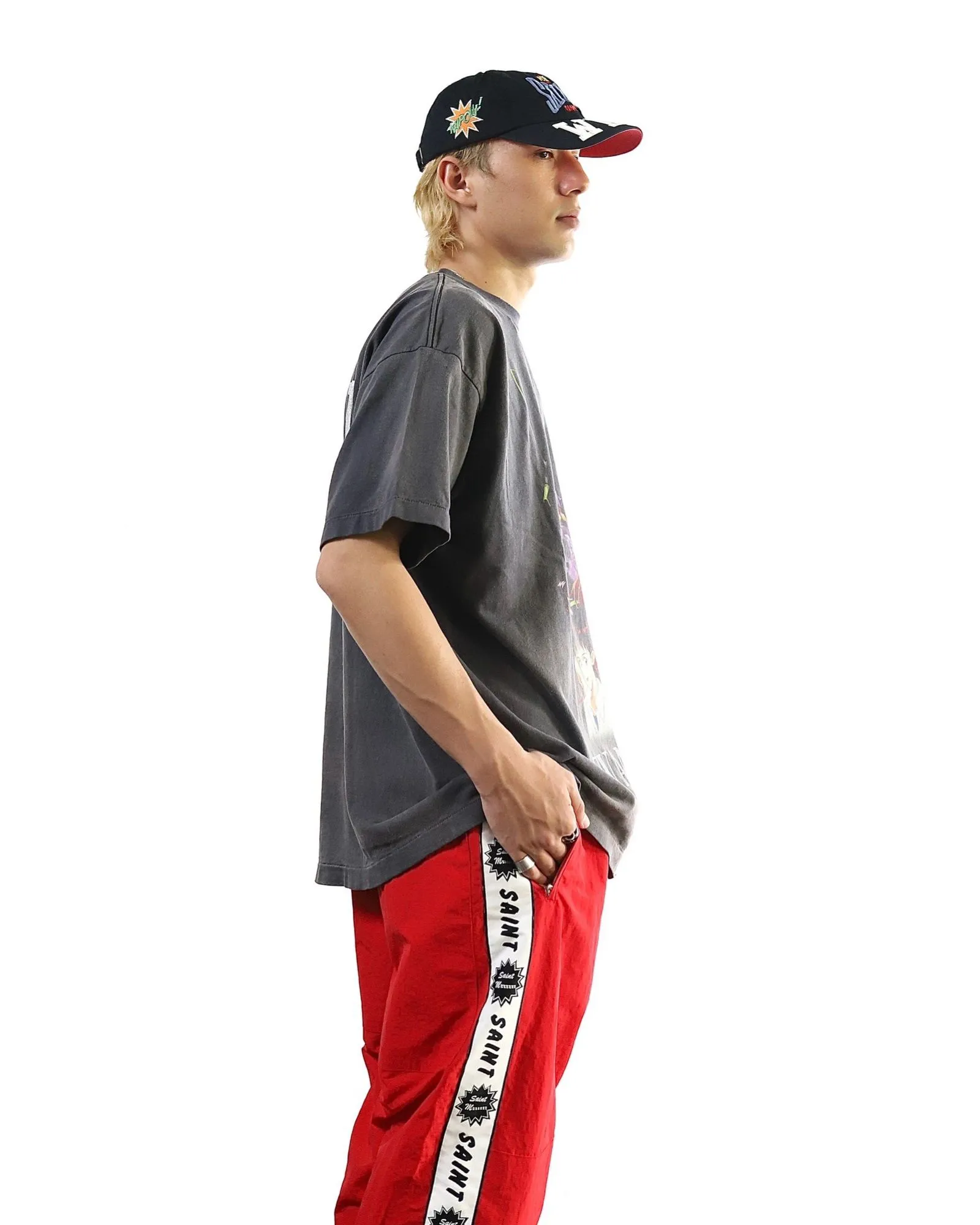 SAINT Mxxxxxx × EVANGELION NEON GNSIS TEE/BLK co-branded Neon Genesis Evangelion distressed short-sleeves, washed black S-XL, vintage NEW VINTAGE, top printing technology, garment dyeing, re-washed, distressed, correct co-branded main mark/washing mark